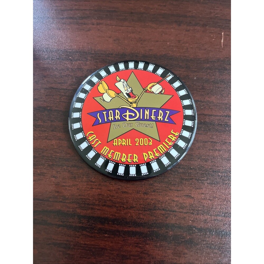 Disney Star Dinerz Cast Member Premiere April 2003 Lumiere Button Pin